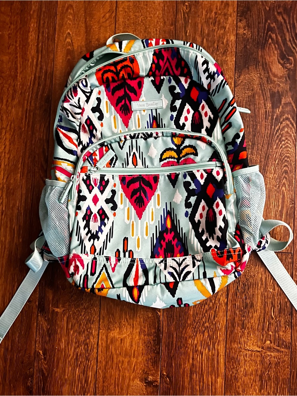 Vera Bradley Teal Ikat-Print Backpack with Multicolor Accents - Picture 2 of 4